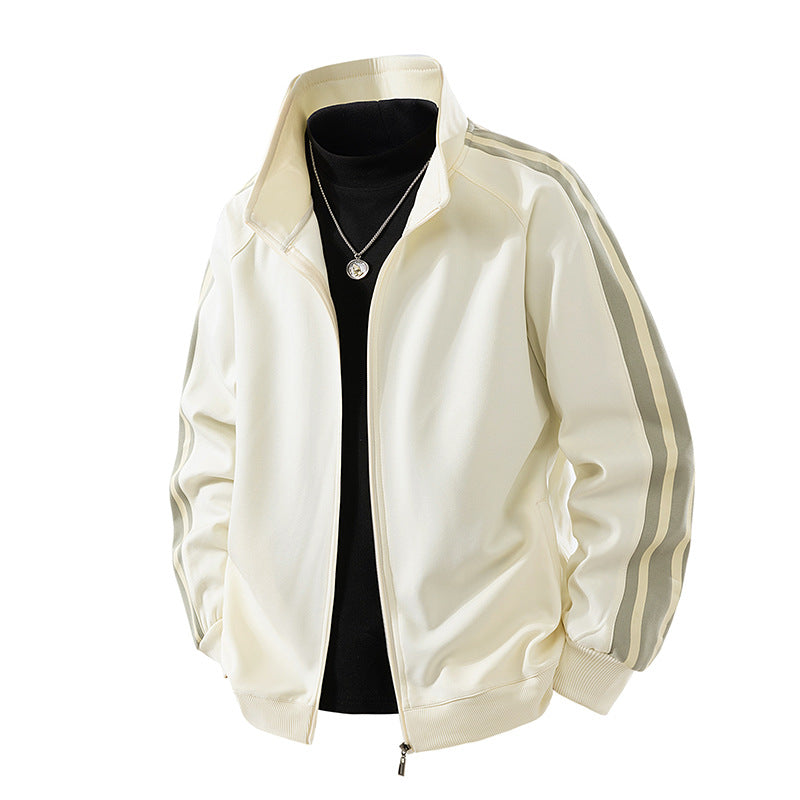 Herren Sportive Zipjacke mit Stehkragen und kontrastierenden Ärmestreifen Echo Archiv