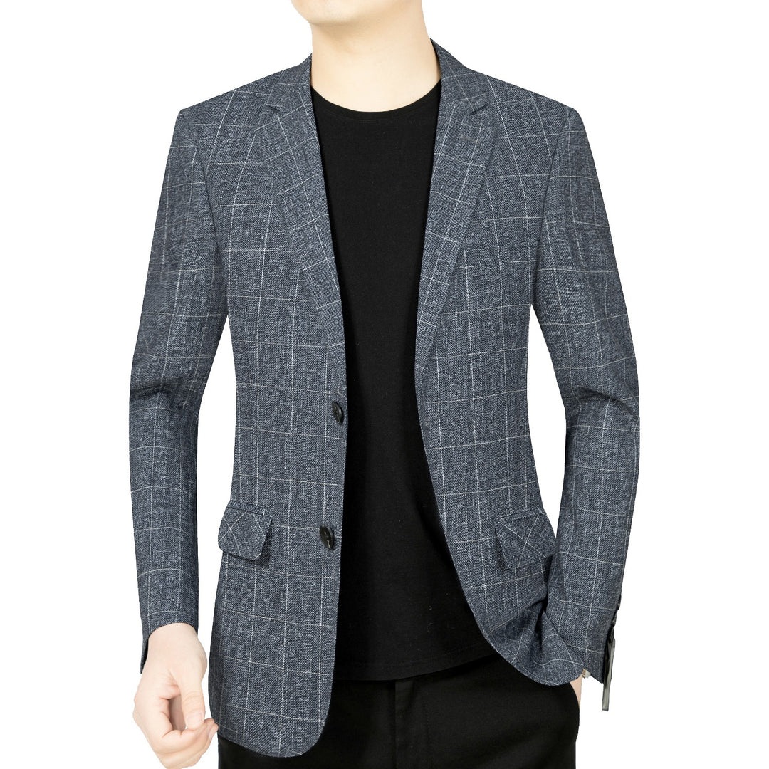 Herren Modernes Einreihiges City-Blazer mit aufgesetzten Taschen und leichter Halbfütterung – Tianoro