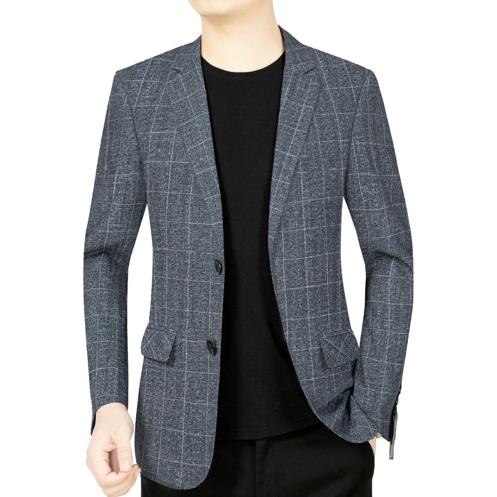 Herren Modernes Einreihiges City-Blazer mit aufgesetzten Taschen und leichter Halbfütterung – Tianoro