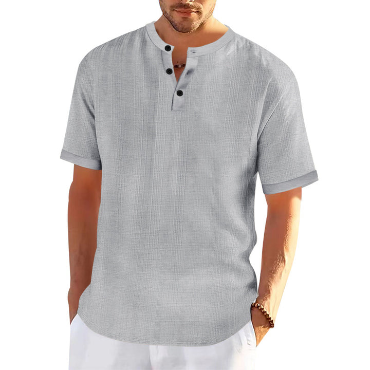 Herren modisches Kurzarmshirt mit Knopfleiste und strukturiertem Muster Echoarchiv