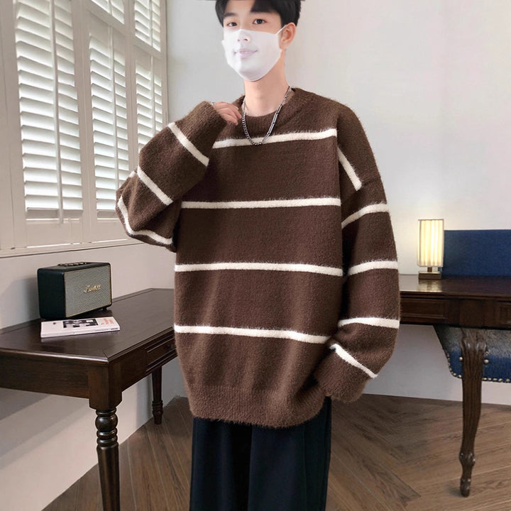 Unisex Oversized Strickpullover mit gestreiftem Design Echoarchiv