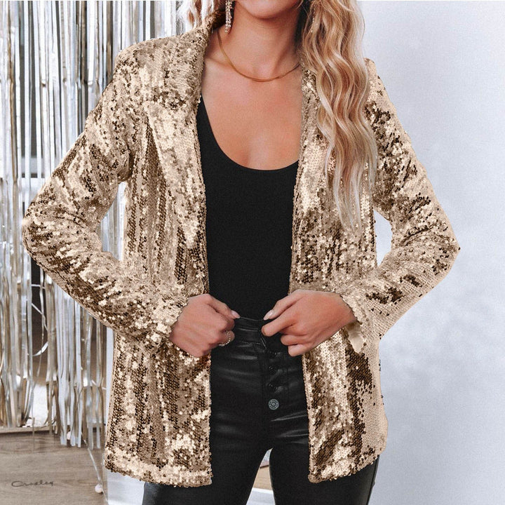 Damen Paillettenjacke mit weitem Schnitt und eleganten Details Echoarchiv