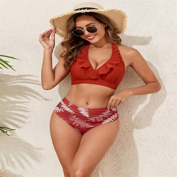 Damen Bikini-Set mit Volant-Top und hochgeschnittenem Slip Echo Archiv