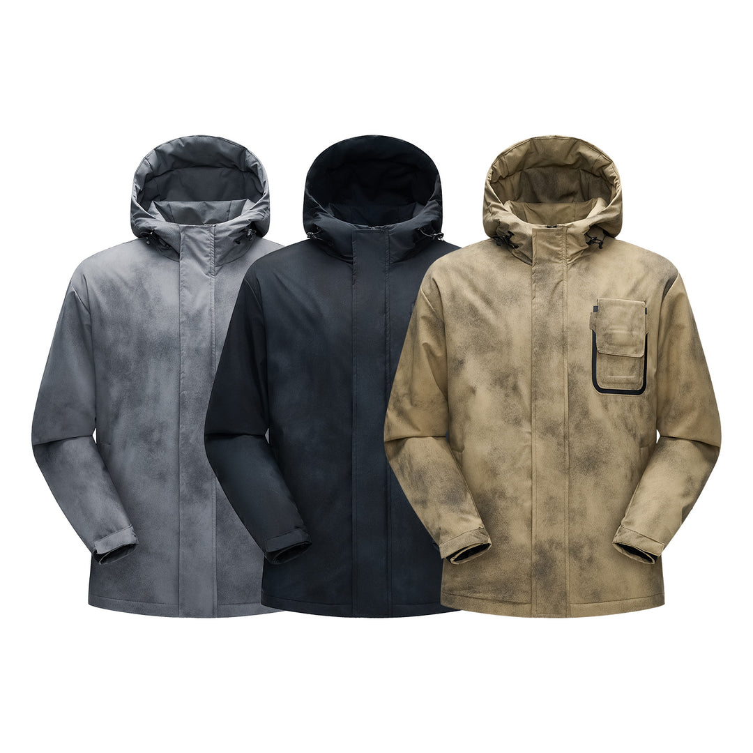 Herren Minimalistische technische Shell-Jacke mit Kapuze und Utility-Brusttasche Echo Archiv