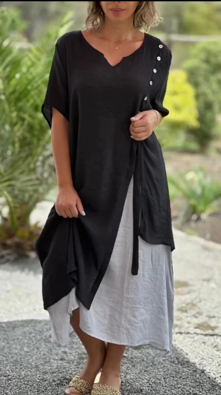 Damen Midi-Kleid mit seitlichem Schlitz und knöpfbarem Detail Echo Archiv