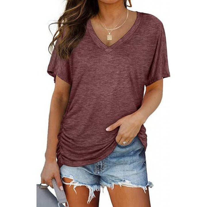 Damen V-Ausschnitt T-Shirt Aus Weichem Single Jersey Echoarchiv