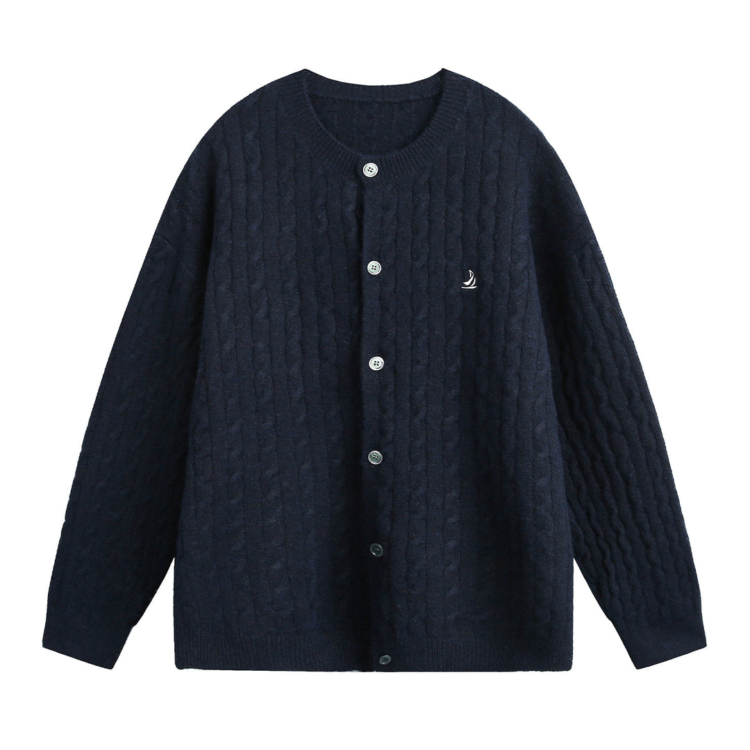 Damen Strickjacke im Flechtmuster mit Rundhals, Oversize-Schnitt und durchgehender Knopfleiste Echo Archiv