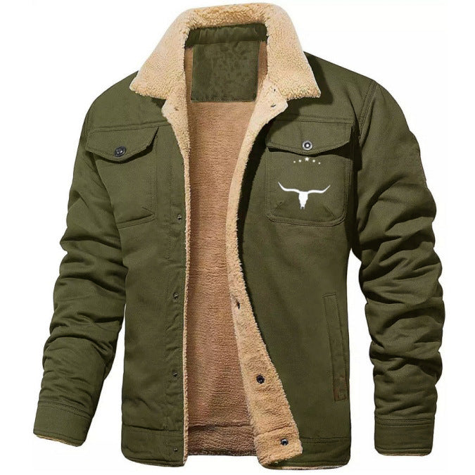Herren Sherpa-gefütterte Canvas-Arbeiterjacke mit Brusttaschen Echoarchiv