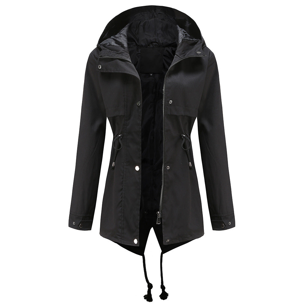 Damen nan wasserabweisender Parka mit taillenkordel und asymmetrischem Saum Echo Archiv