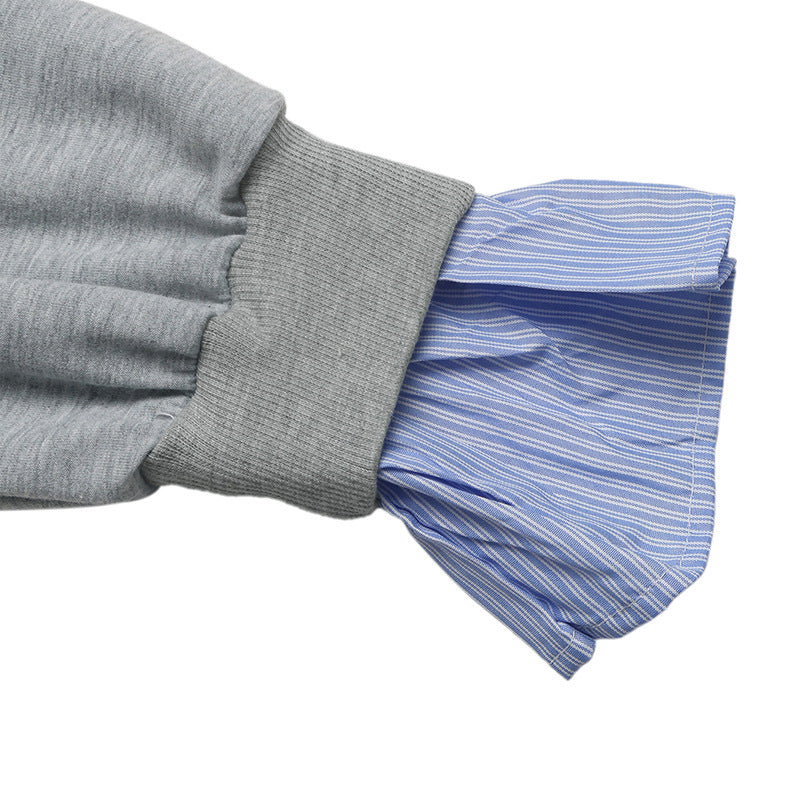 Damen Lagen-Look Sweatshirt mit eingearbeitetem Hemdsaum und Rüschenmanschetten Echoarchiv