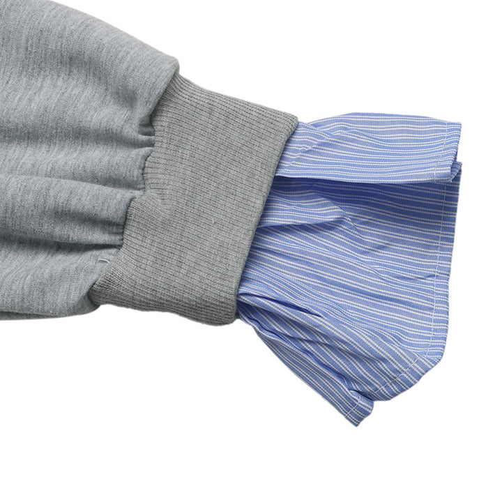 Damen Lagen-Look Sweatshirt mit eingearbeitetem Hemdsaum und Rüschenmanschetten Echoarchiv