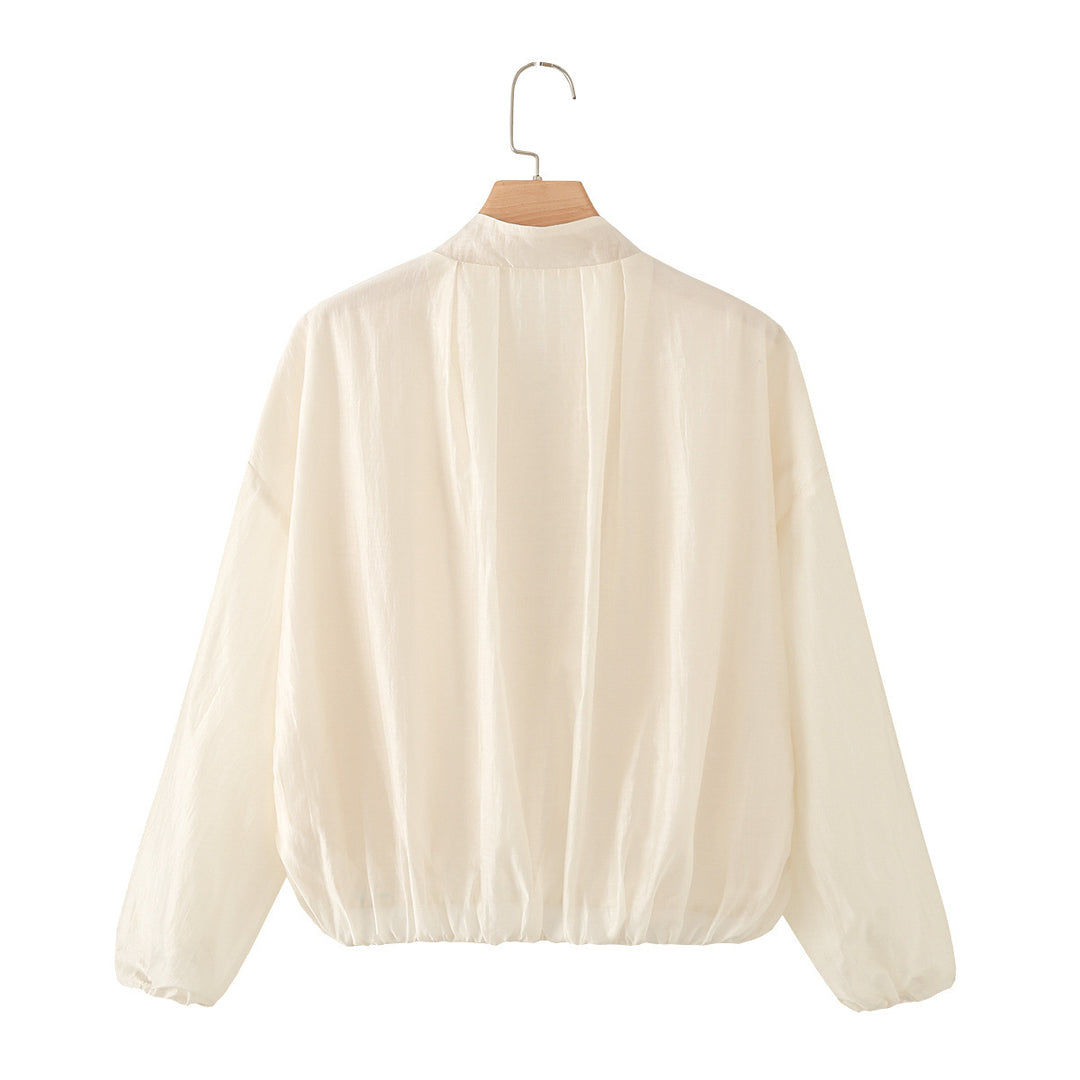 Damen Transparente Leichte Sommer-Blousonjacke mit Stehkragen und elastischem Saum Echo Archiv