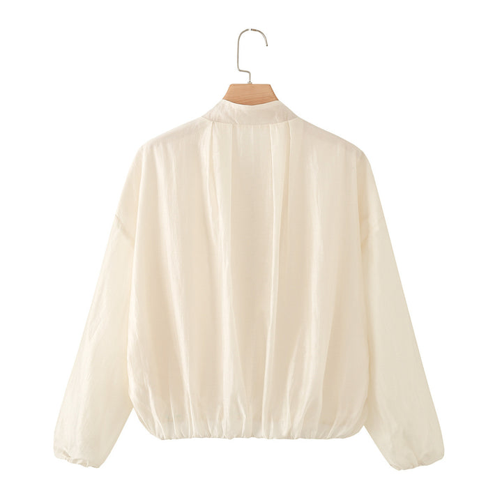 Damen Transparente Leichte Sommer-Blousonjacke mit Stehkragen und elastischem Saum Echo Archiv