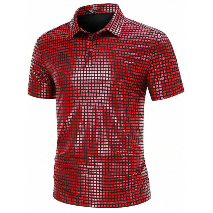 Herren Polo-Shirt mit modernem grafischen Muster Echoarchiv