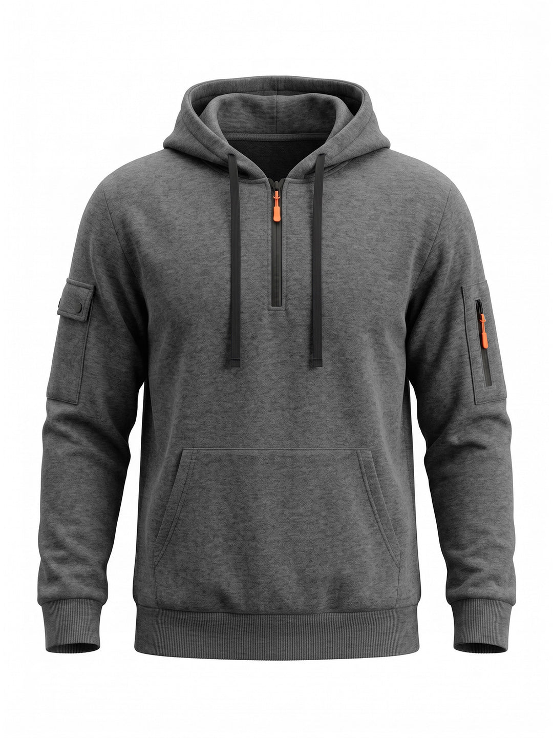 Herren Kapuzenpullover mit halbem Reißverschluss und Utility-Ärmeltasche – Cavarno
