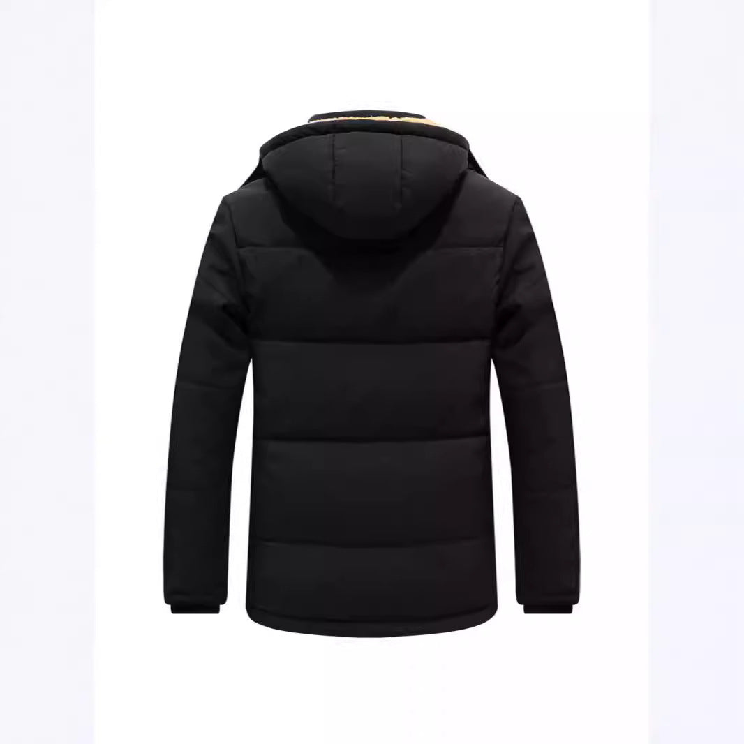 Herren Wattierter Parka mit durchgehendem Teddyfutter abnehmbarer Kapuze und Multifachtaschen – Marzano