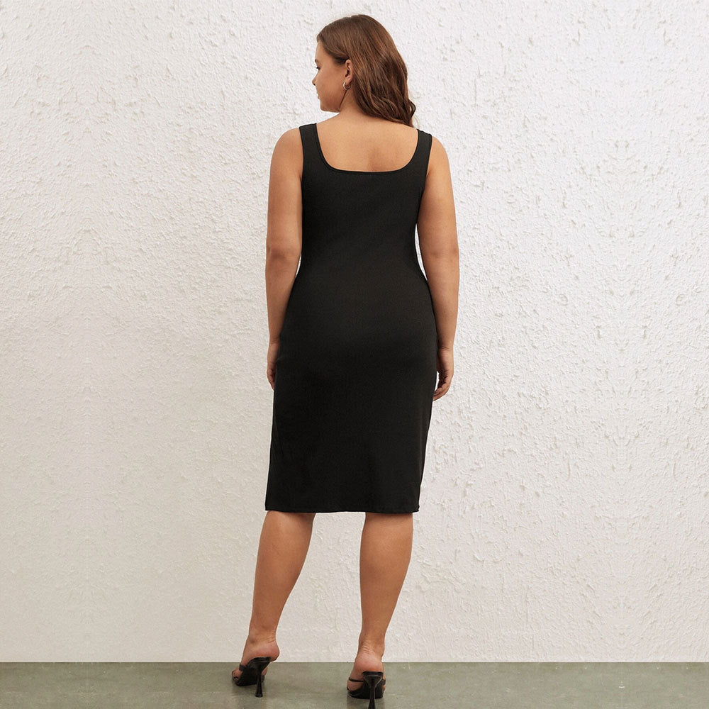 Damen Schickes Minikleid mit tiefem V-Ausschnitt und seitlichem Schlitz Echo Archiv