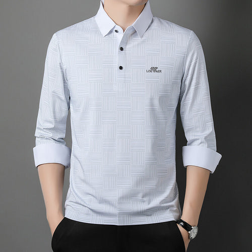Herren modisches Langarm Poloshirt mit strukturiertem Design Echoarchiv