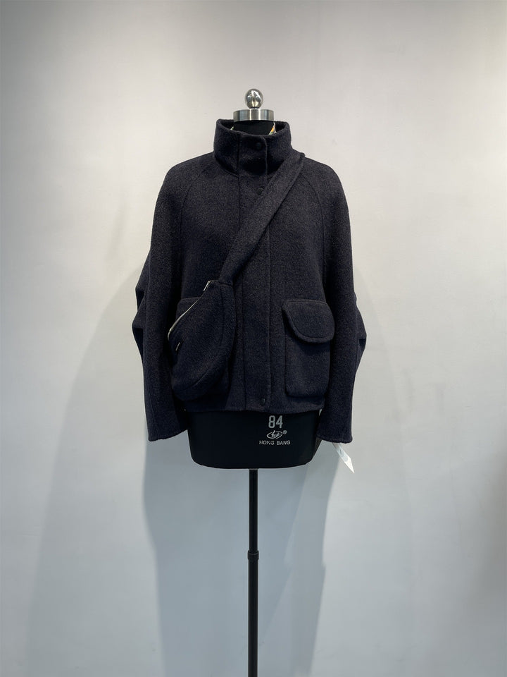 Damen Gemütliche Übergroße Wollmischung Jacke Echoarchiv