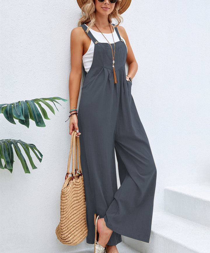 Damen Lässiger Jumpsuit mit weitem Bein und verstellbaren Trägern Echo Archiv