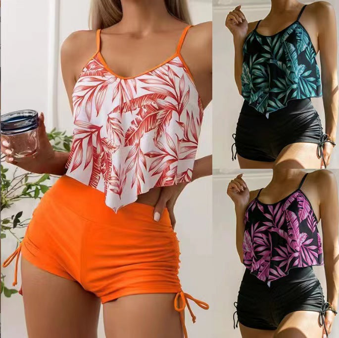 Damen Sportliches Tankini-Set mit Raffungen und verstellbaren Trägern Echo Archiv