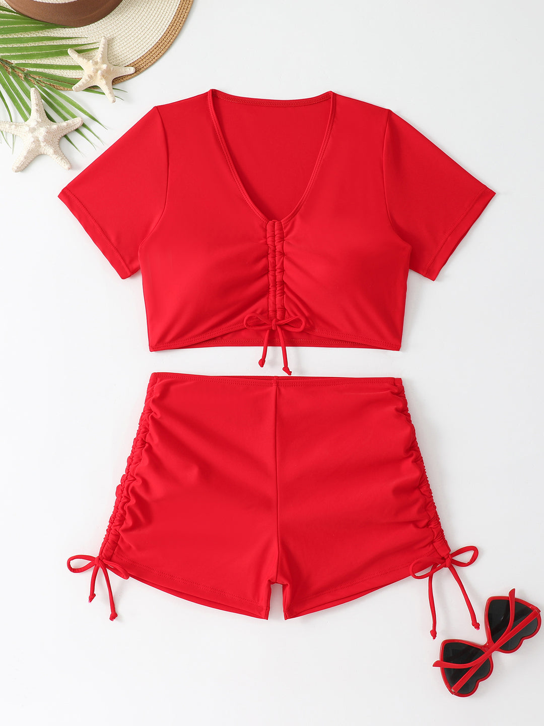 Damen Sportliches Crop-Top und Shorts-Set Echo Archiv