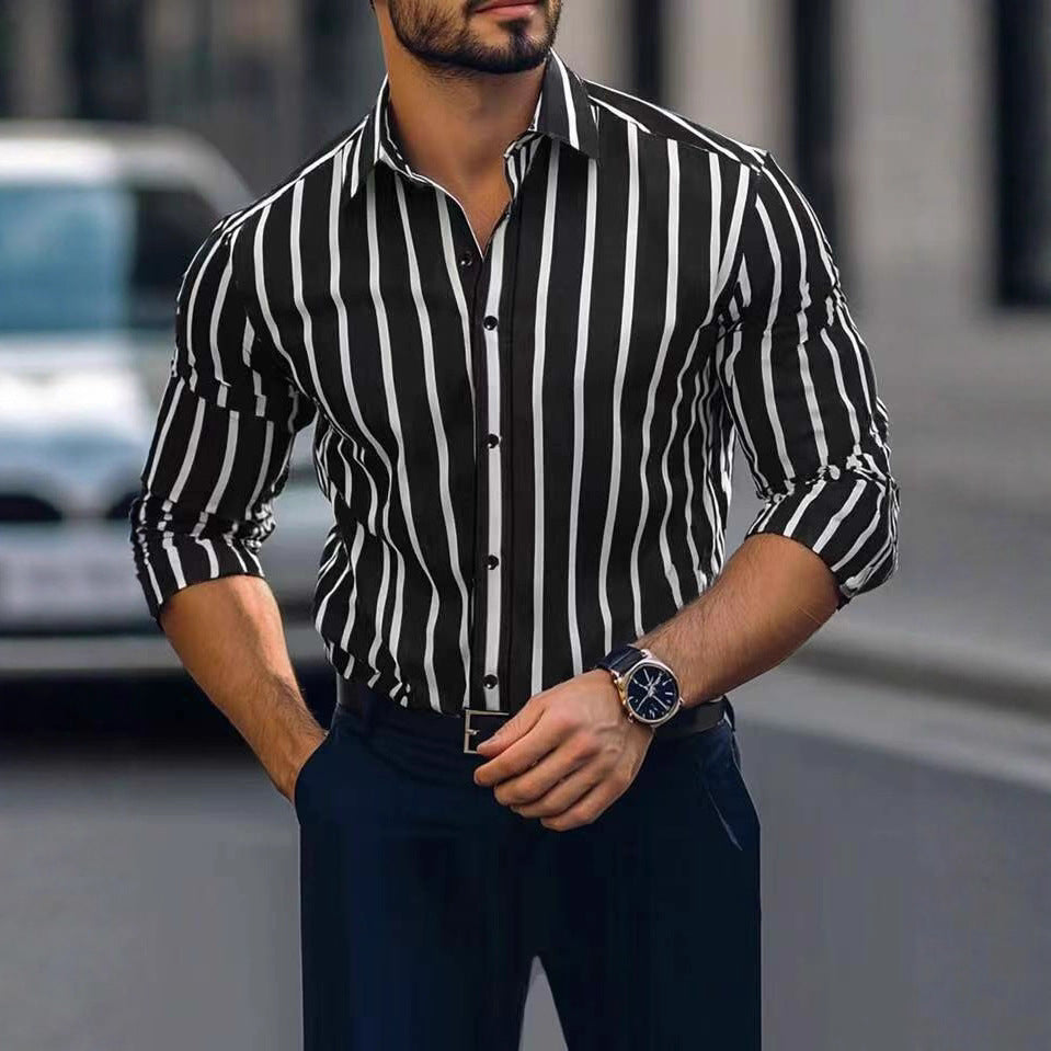 Herren Langarmhemd mit eleganten Streifen und modernem Schnitt Echoarchiv