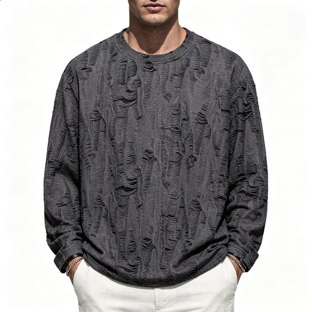 Herren Oversize-Sweatshirt mit ausgefranstem Look und strukturierter Rippoptik Echo Archiv