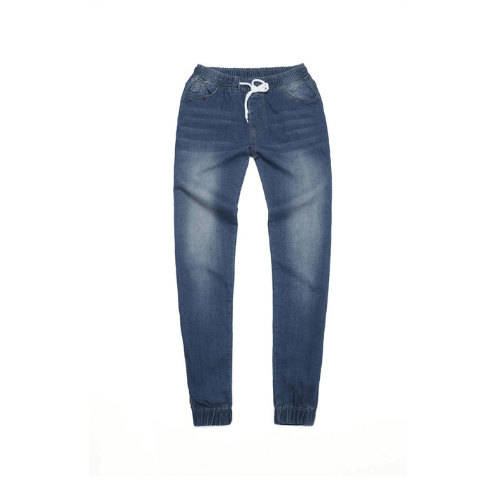 Damen nan schmal geschnittene Denim-Jogginghose mit Elastikbund, Tunnelzug und elastischen Beinbündchen Echo Archiv