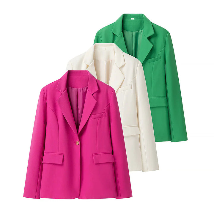 Damen nan leicht taillierter Ein-Knopf-Blazer mit Schalkragen und Pattentaschen Echo Archiv
