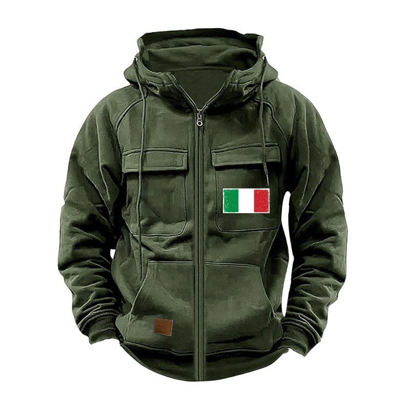 Herren modische Kapuzenjacke mit praktischen Taschen und verstellbarem Kragen Echoarchiv