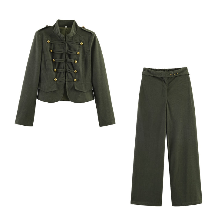 Damen Weite Highwaist‑Hose mit Umschlagbund und Cordoptik Echo Archiv