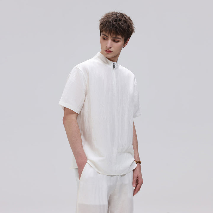 Herren Kurzarm‑Halbzip‑Shirt mit Stehkragen und Relaxed‑Fit Echo Archiv