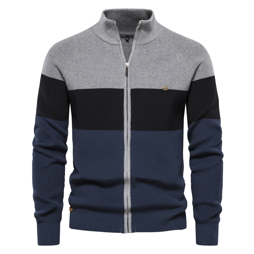 Herren Strickjacke mit modischem Farbblockdesign und hochwertigem Reißverschluss Echoarchiv