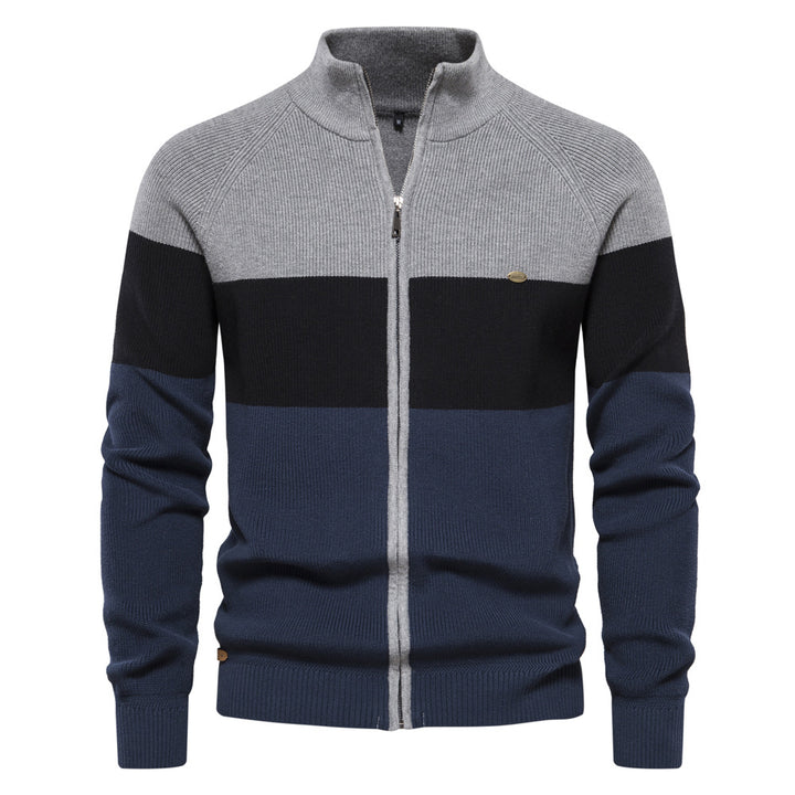 Herren Strickjacke mit modischem Farbblockdesign und hochwertigem Reißverschluss Echoarchiv