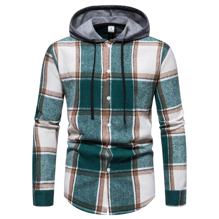 Herren Karo-Hemd mit Kapuze und Button-Down-Verschluss Echoarchiv