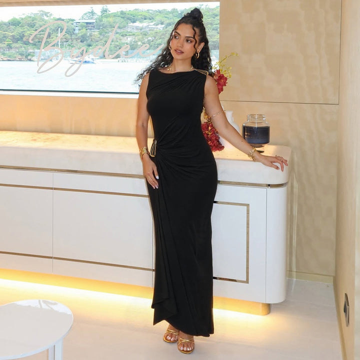 Damen Maxikleid mit raffiniertem Wickeldetail und figurbetontem Schnitt Echo Archiv