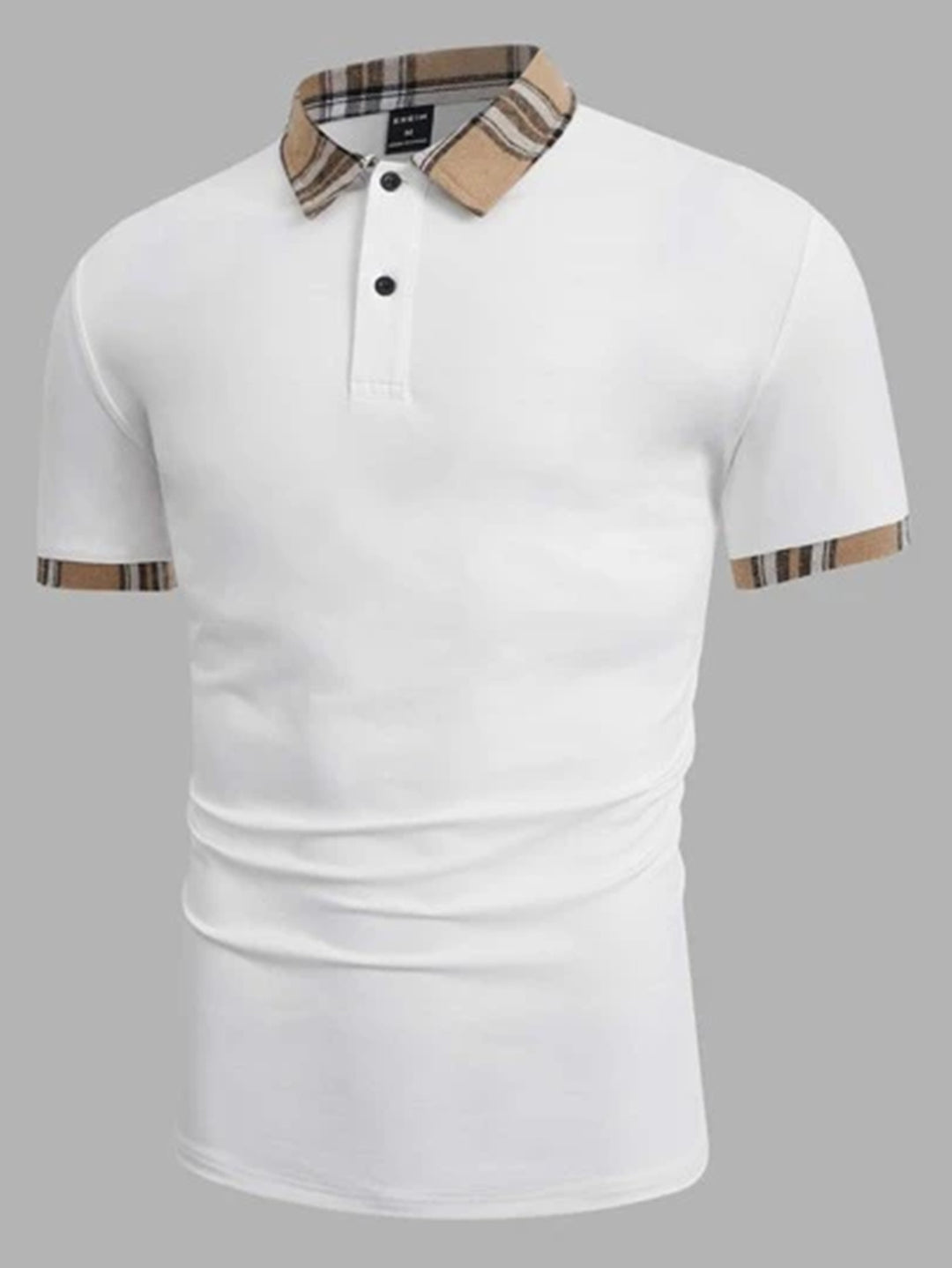 Herren Poliertes Freizeit Poloshirt mit markantem kariertem Kragen Echoarchiv
