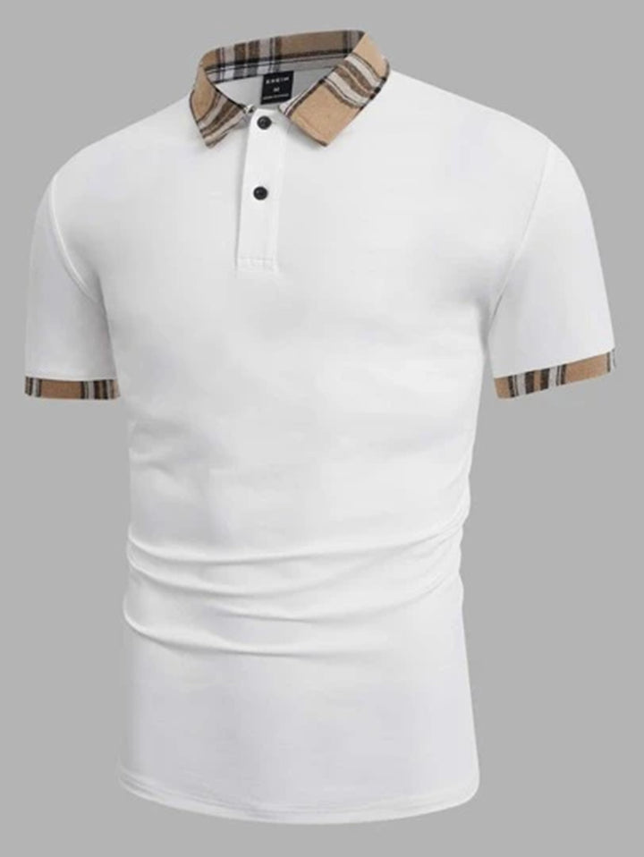 Herren Poloshirt mit modernem Karodetail Echoarchiv