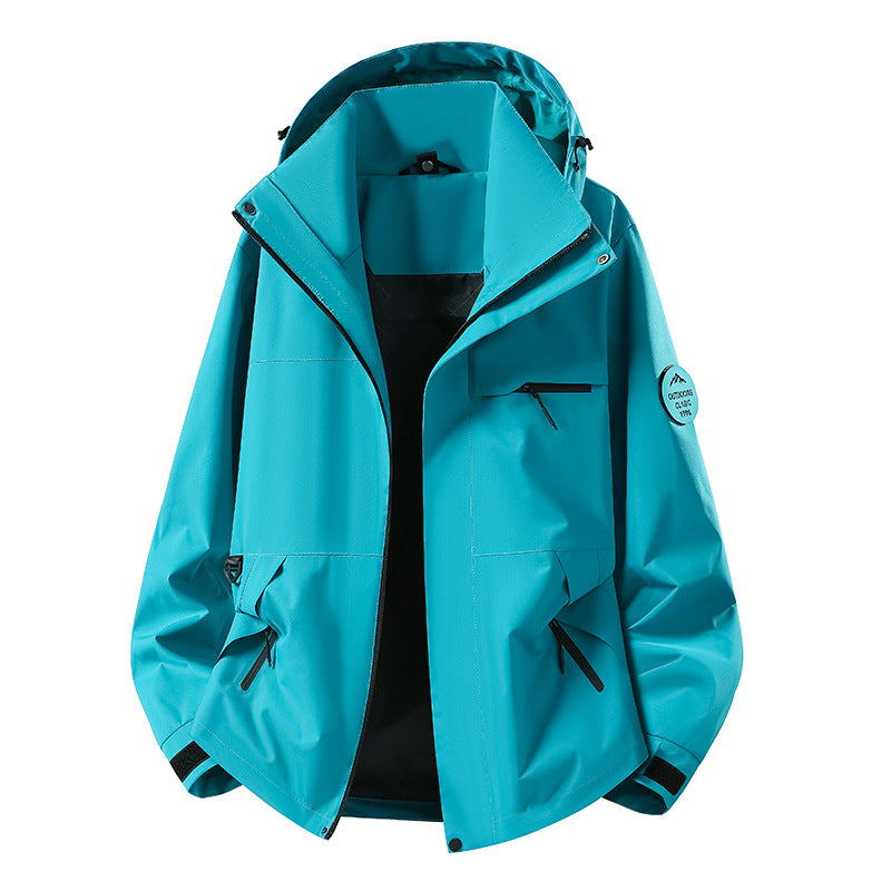 Herren Wetterfeste dreilagige Hardshelljacke mit verstellbarer Kapuze, verschweißten Nähten & Multifunktionstaschen Echoarchiv