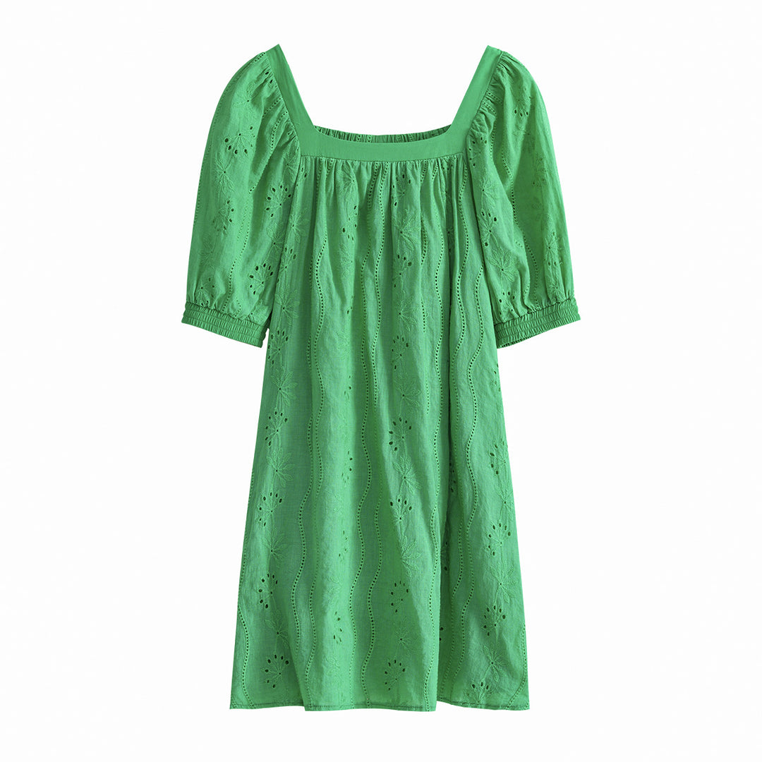 Damen Sommerliches Minikleid mit durchbrochenem Design und lässigen Puffärmel Echo Archiv