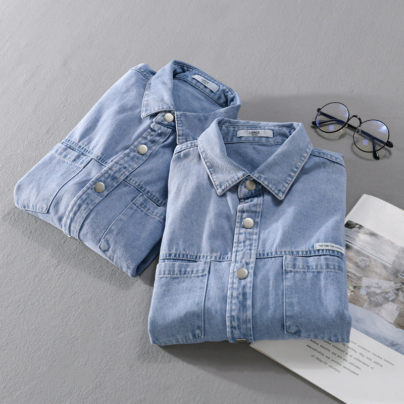 Herren Jeans-Worker-Overshirt im Hemdjacken-Stil mit Brusttaschen Echoarchiv