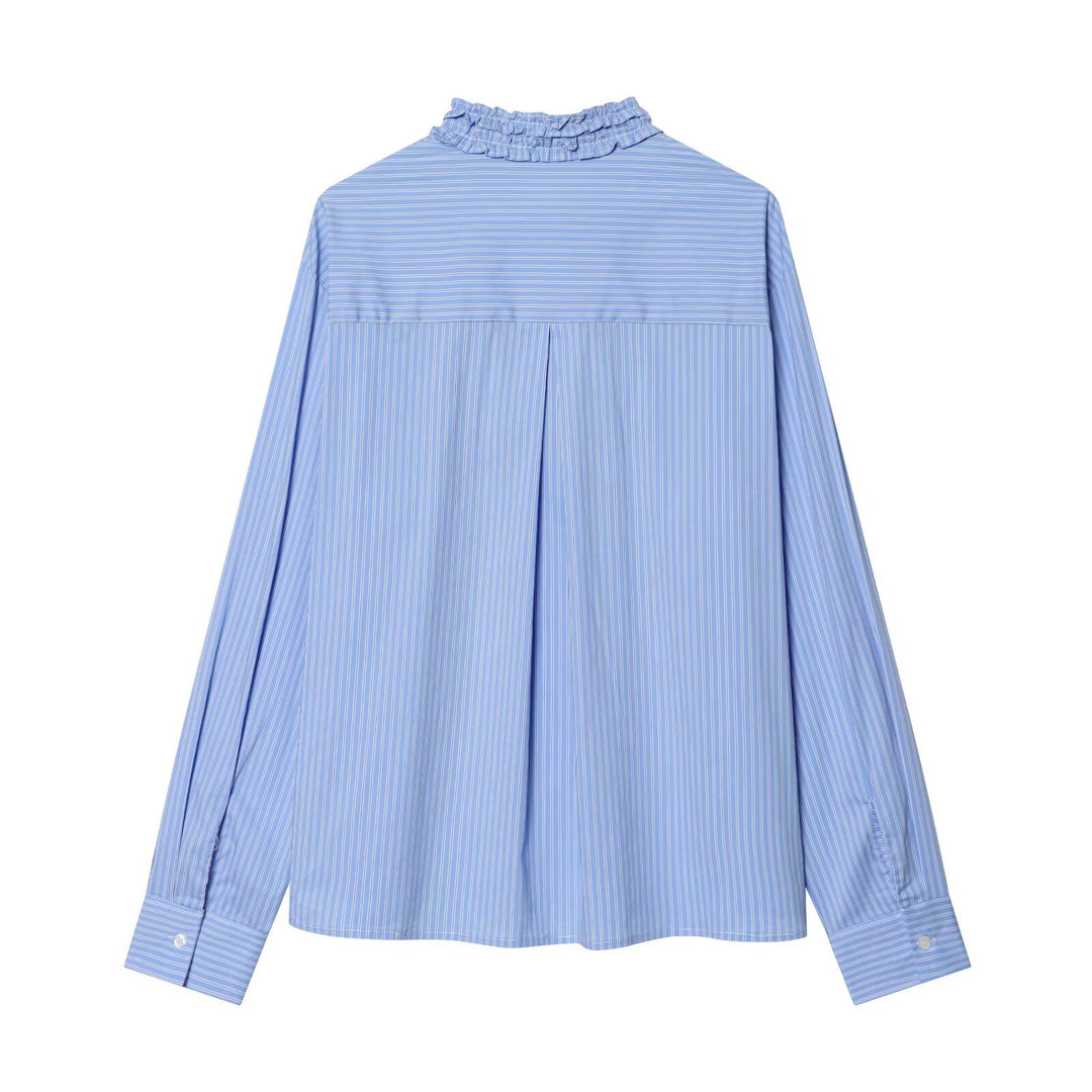 Damen Gestreifte Bluse mit Rüschenkragen und Oversize-Schnitt Echo Archiv