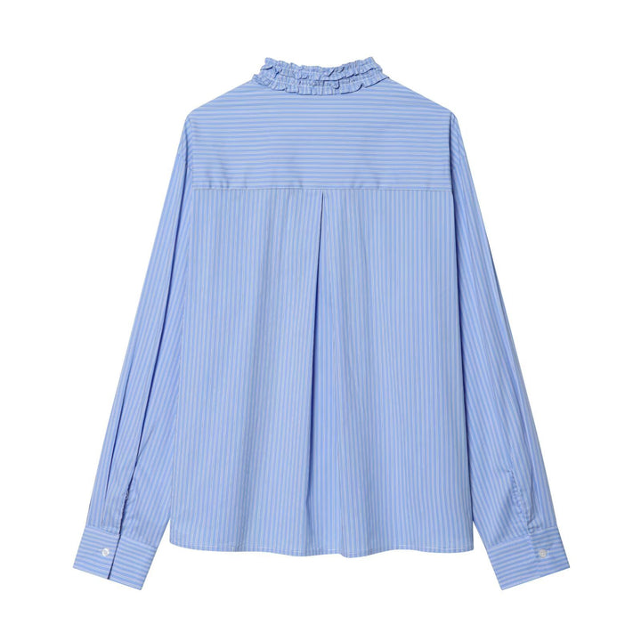 Damen Gestreifte Bluse mit Rüschenkragen und Oversize-Schnitt Echo Archiv