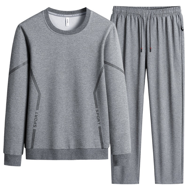 Herren Sportliches Freizeit-Jogginganzug-Set aus atmungsaktivem Funktionsfleece mit Rundhalsausschnitt & Kordelbund Echoarchiv