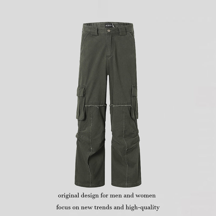 Damen Weite Cargo-Culotte-Hose mit hoher Taille, Multi‑Taschen und sichtbaren Nahtdetails Echoarchiv