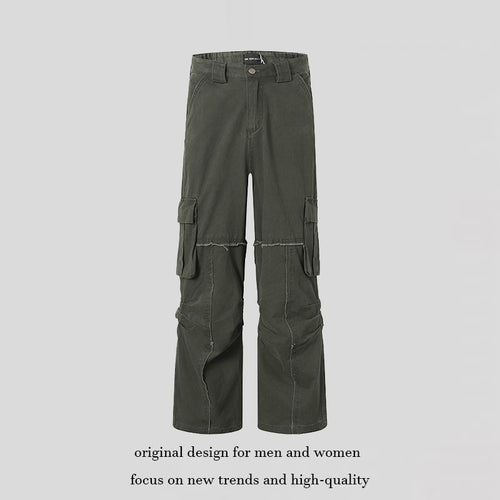 Damen Weite Cargo-Culotte-Hose mit hoher Taille, Multi‑Taschen und sichtbaren Nahtdetails Echoarchiv