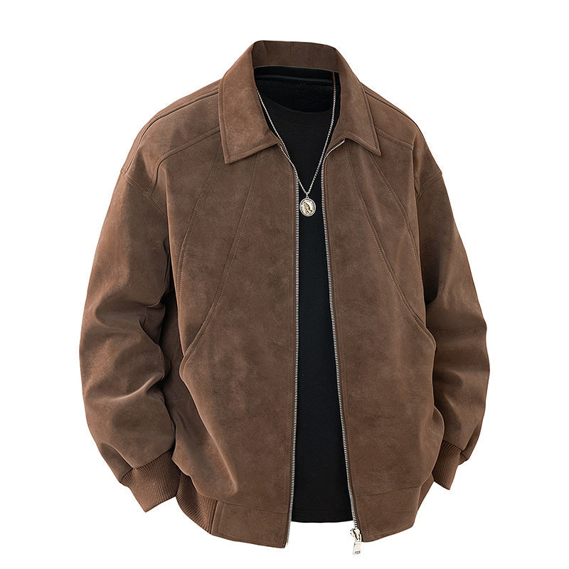 Herren elegante Wildlederjacke mit strukturiertem Schnitt Echoarchiv