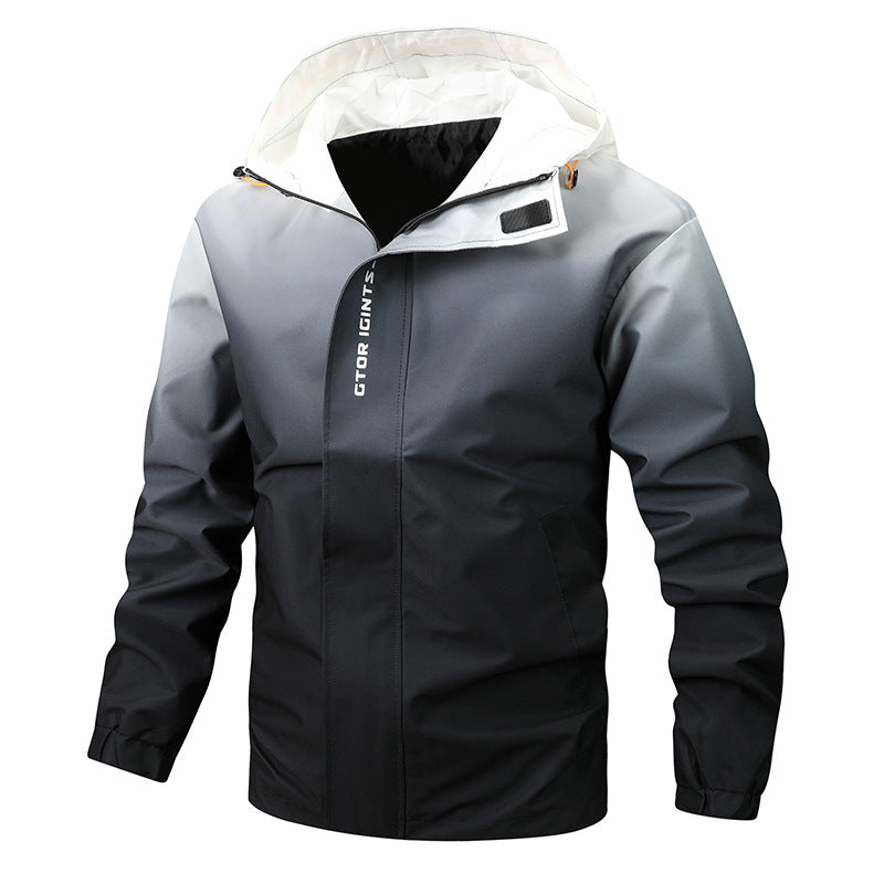 Herren Wasserabweisende Kapuzenjacke mit Farbverlauf, winddicht und atmungsaktiv Echo Archiv