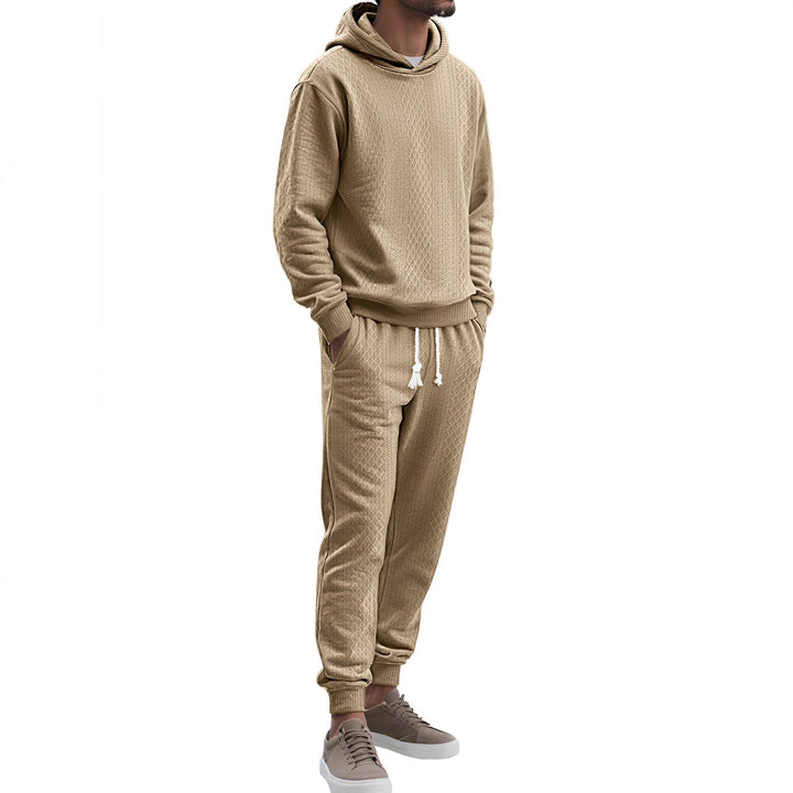 Herren Strukturierter Lounge-Set mit Kapuzenpullover und Jogginghose Echoarchiv